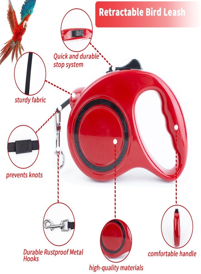 OOXYG Retractable Bird Leash, 9.8ft Anti-Bite Bird Harness, Adjustable Parrot Harness with 3 Sizes Foot Rings, Outdoor Flying Harness for Macaws, Cockatiels, Macaws, Conures, Parrot, Parakeet - Image 4